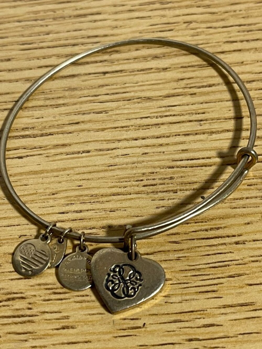 Alex And Ani Path Of Life Expandable Bracelet W/ Heart Charms & Gold Tone Design